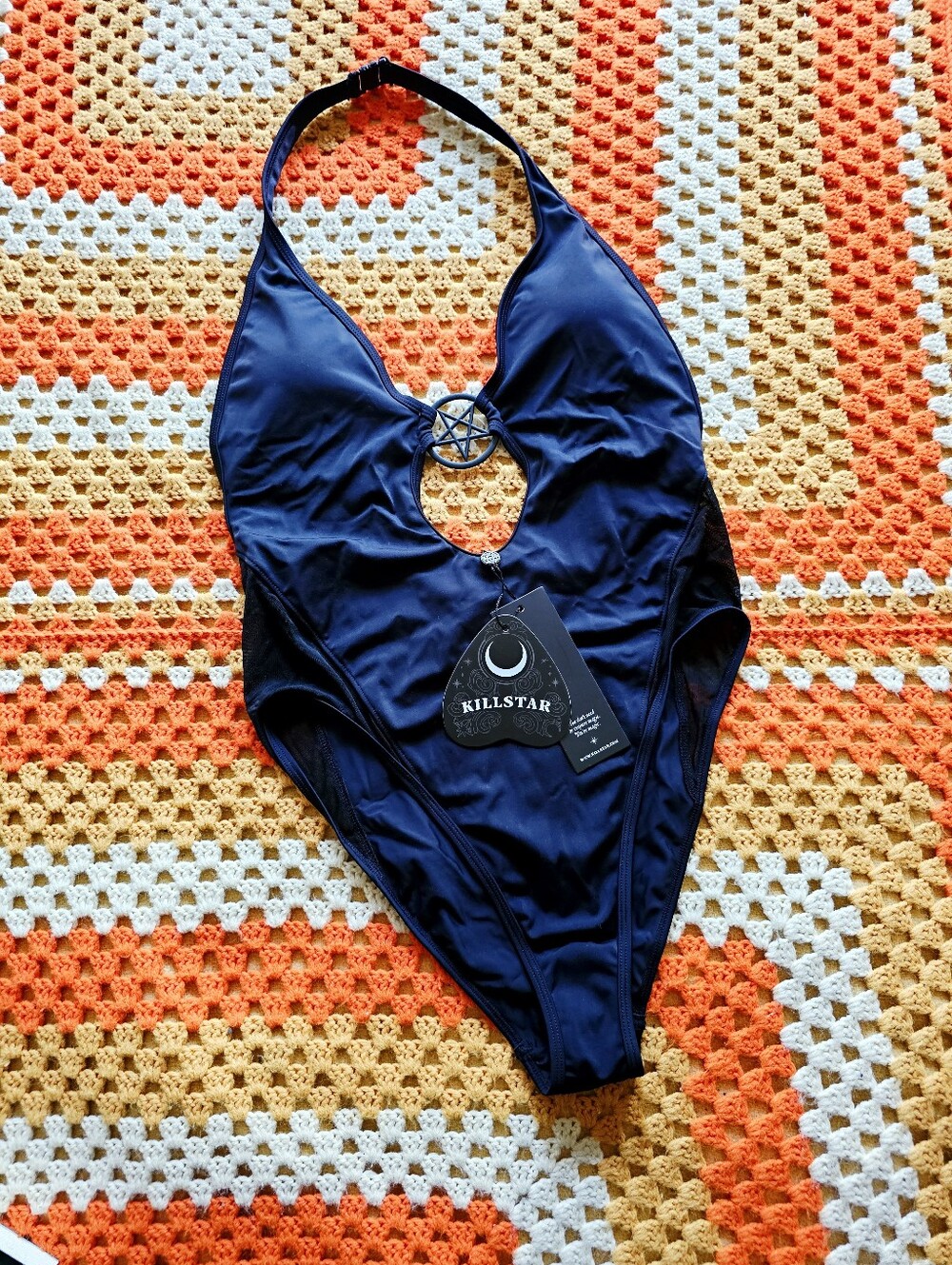 Killstar Pentagram Dark Lyfe One Piece Swimsuit NWT Size M Goth Occult